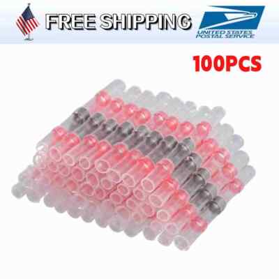 Heat Shrink Wire Connectors Kit - 10-100x Waterproof Butt Splices For 10-24 AWG Wires