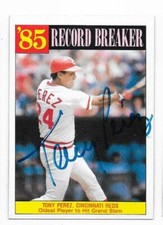 TONY PEREZ 1986 TOPPS AUTOGRAPHED SIGNED # 205 CINCINNATI REDS HOF