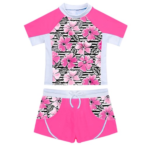 Kids Girls Swimwear Floral Print Swimsuits Elastic Waist Bathing Suits Bikini - Picture 50 of 65