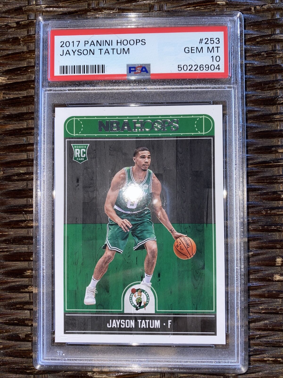 jayson tatum panini hoops rookie card. gem mt 10 psa. #253