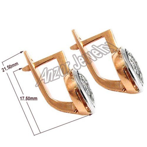 14k Rose and White Gold Diamond TARELKA Earrings European Style #E1038 - 第 4/4 張圖片