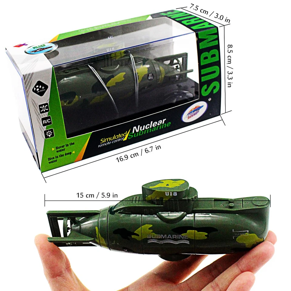 Radiocontrol RC Micro SUBMARINO Mini Nuclear Sub 3 Canales SUBMARINO -VERDE - Foto 4 de 4