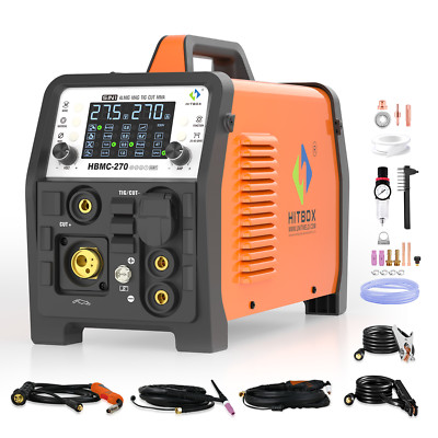 6In1 Welder Plasma Cutter Gas/Gasless MIG/Stick/HF TIG/CUT/Spot 200A Alu Welder