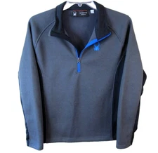 Spyder 1/4 Zip Waffle Knit Long Sleeve Pullover Sweater Men's Medium Gray
