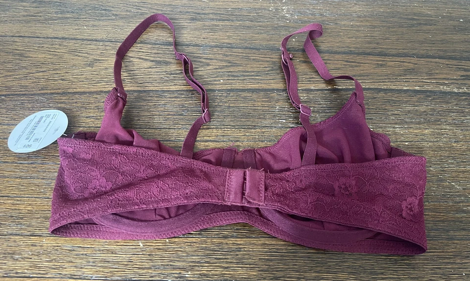 NWT Women's/Jrs Flirtitude Unlined Lace Balconette Bra Size 32D Deep Ruby - Image 2 of 4