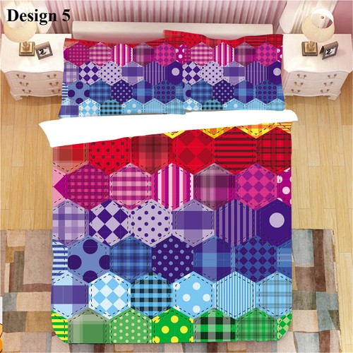 Quilt Cover Set BOHO Aztec Geometric Diamonds Triangles Patchwork Bedding Duvet - Bild 23 von 25