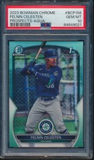 PSA 10 FELNIN CELESTEN 1st 2023 Bowman Chrome AQUA REFRACTOR #/125 RC GEM MINT