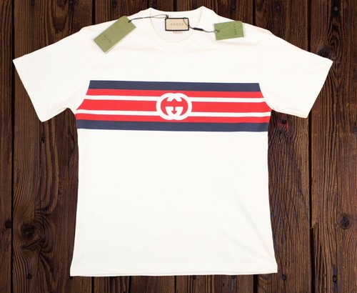 Gucci White Oversized T Shirt Blue And Red Stripes Wi Gem