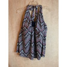 Simply Fit Tankini Top Swimsuit Halter Geometric Print 3X