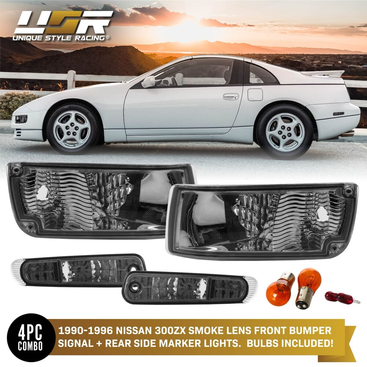 SMOKE Lens Turn Signal + Side Marker COMBI Lights For 90-96 SMOKE Lens Turn Signal + Side Marker COMBI Lights For 90-96