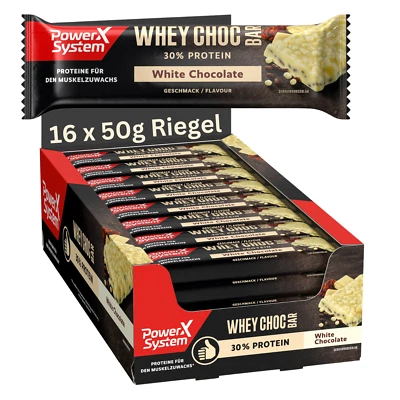POWER SYSTEM Whey Protein Riegel White Chocolate 30% Eiweiß 16 x 50g