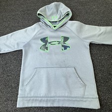 Under Armour Hoodie Sweatshirt Boys Size Large Youth Gray Green