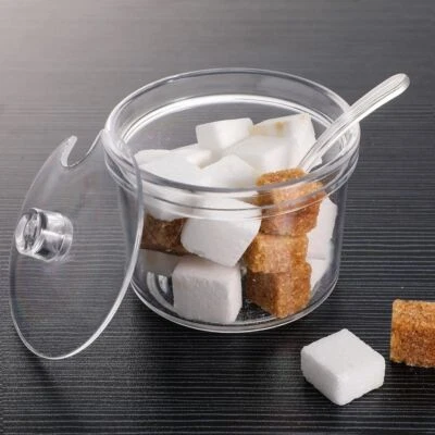 With Spoon And Lid Acrylic Sugar Bowl Visible Anti-Fall Seasoning Jar Container