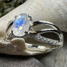Moonstone Ring Engagement Promise Cocktail Anniversary Ladies Ring 925