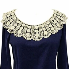 Wrapables Vintage Crochet Lace Cream Collar - Plus