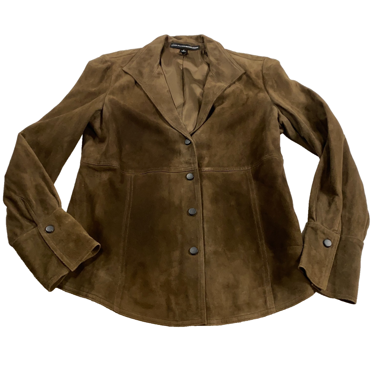 Linda Allard Ellen Tracy Womens Leather Blazer Jacket Sz8 Brown