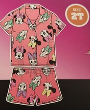 NWT DISNEY JR Toddler MINNIE MOUSE Character 2 Piece Shirt  Short Pajama Set 2T