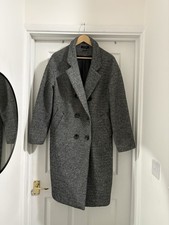 Women’s New Look Grey Mix Check Cost Size 12 Oversized Soft  Longline Overcoat