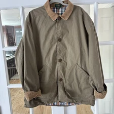 J Crew Chore Jacket Mens XL Barn Coat Corduroy Collar And Sleeves Vintage