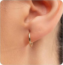 12mm Hypoallergenic Titanium Gold Huggie Hoop Earrings for Women Men