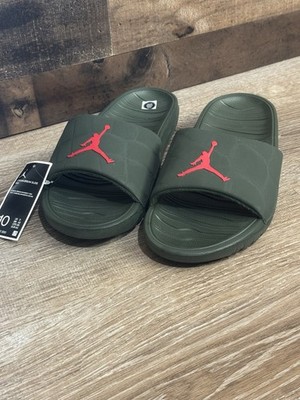 Nike Jordan Break Slides BBS Carbon Green/University Red Mens 10 NWT Authentic!!