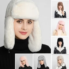 Warm Trapper Hat for Men Women Faux Fur Ear Flap Fluffy Ski Cycling Winter Hats