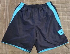 Nike Lined Swim Trunks Shorts Black Blue Elastic Drawstring Men's Size Large