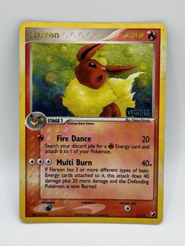 Pokemon Card  TCG Flareon 5/115 Ex Unseen Forces Reverse Stamp Pokeball Holo