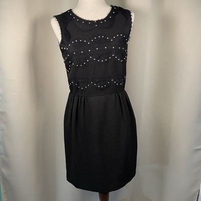 Sandro Women s Black Cocktail Dress Lace Silver Stud  Accents Size 2