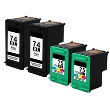74XL 75XL Black Color Ink Cartridge 4-Pack for Photosmart C4250 C4280 C4480