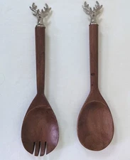 Elk Head Spoon And Fork Salad Servers