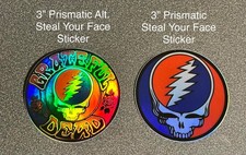 Grateful Dead - Two 3" Prismatic Steal Your Face Stickers