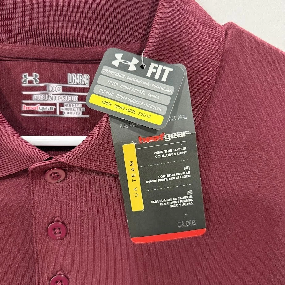 Under Armour Heat Gear UA Mens  Polo shirt  Lightweight Breathable size L Red - Image 3 of 4