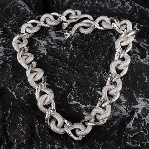 Authentic Snake shaped Cuban Necklace 18k gold plated zirconia Men