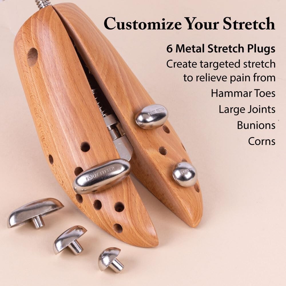 All-In-One 2-Way Shoe Stretcher with Spot Stretching Plugs for Pain Relief