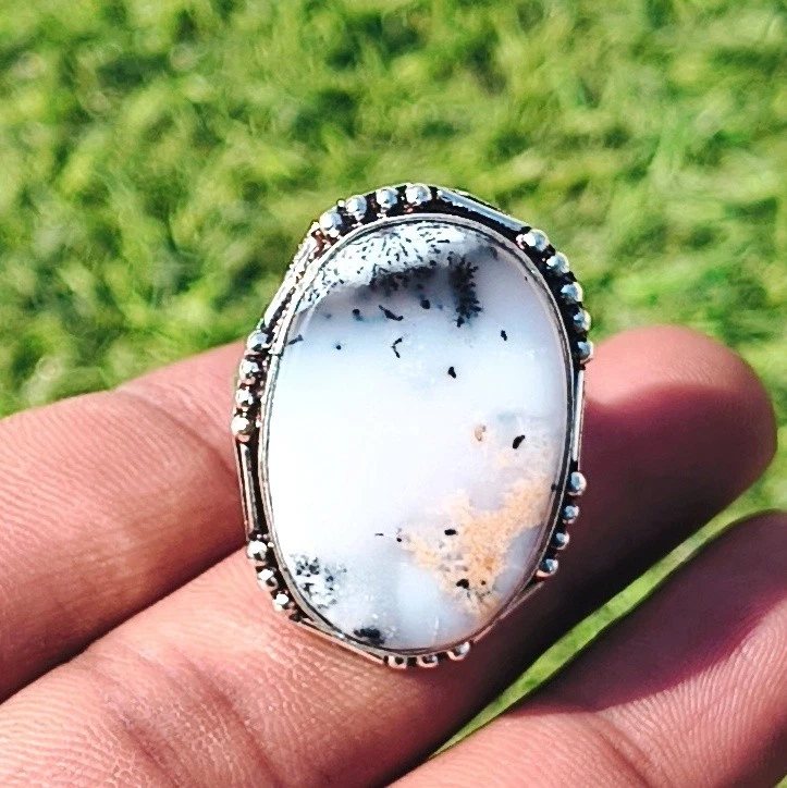 Bague En Argent Sterling 925 Faite Main - Pierre Opale Triplet Orange, Taille 6