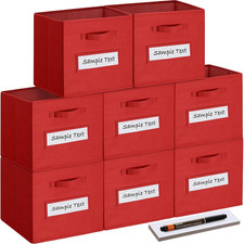 13x13x13 Fabric Storage Bins Set of 8 Collapsible Cubby Organizer Boxes with