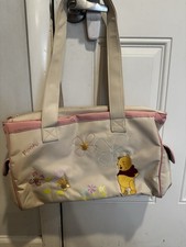 Vintage Winnie The Pooh Diaper Bag Tote Pink Beige Floral Embroidered NWOT Y2K