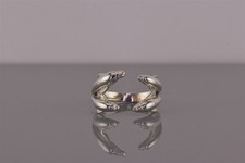 Sterling Silver Dimensional Dolphins Open Face Band Ring 925 Sz: 7