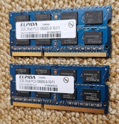 Elpida 4GB (2x2GB) DDR3 SODIMM RAM Kit 2Rx8 Notebook Laptop Arbeitsspeicher RAM