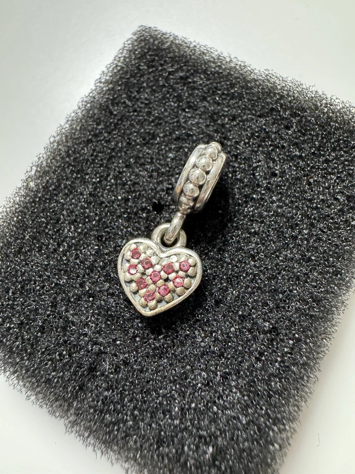 Pandora Charm Anhänger Red Pavé Heart 791023CZR 925 Sterling Silber Zirkonia