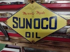 VINTAGE SUNOCO GASOLINE PORCELAIN SIGN DEALERSHIP GAS STATION MOTOR OIL