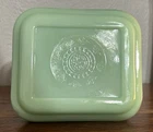 Vintage Jadeite Fire-King Oven Ware Philbe Lid Refrigerator Dish 4x5" 1940's