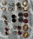 Vintage Costume Jewelry Earring Lot Clip-On, Mixed Styles, 12 Pairs Some Signed