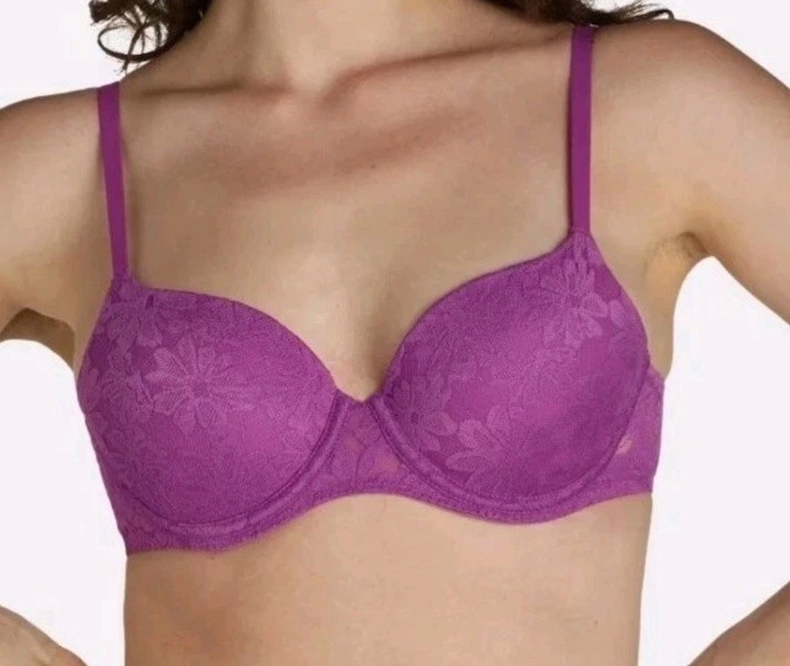 No Boundaries 34B Lace Push Up Bra DEEP LAVENDER Purple Convertible NWT Purple