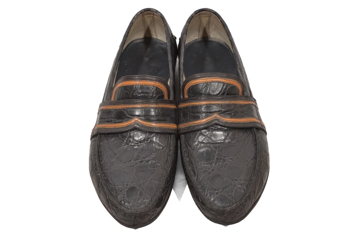 PRADA Genuine Alligator Dark Brown Exotic Leather Driving Loafers Made In Italy Prada Alligator Drivers - Brown Loafers, Shoes - PRA1146726  main image 3