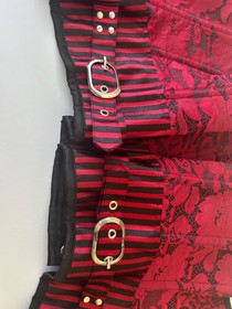 Steampunk-style Red/Black Underbust Corset Lace up Tummy Control Gothic L/XL