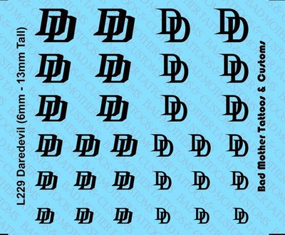 Daredevil Logos Waterslide Decals for action figures 6mm - 13mm Tall