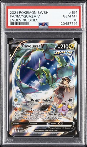 2021 POKEMON SWORD & SHIELD EVOLVING SKIES #194 FULL ART/RAYQUAZA V PSA 10
