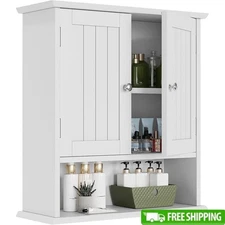 Bathroom Wall Cabinet Storage Organizer Adjustable Shelves Space Saver New